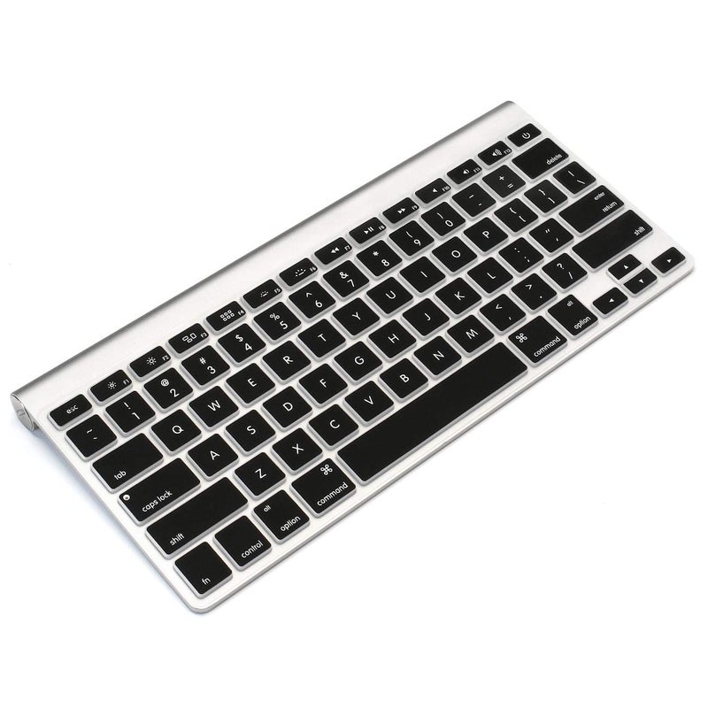 ProElife Ultra Thin Silicone Keyboard Protector Cover Skin for Apple Wireless Keyboard with Bluetooth MC184LL/B (Model A1314, U.S Layout) (Not Fits Magic Keyboard) (Black) - Image 1